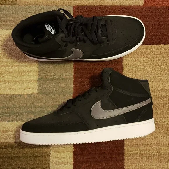 NEW Nike Court Vision Mid CD5466 008 Men's Black/White Size 8 - Picture 1 of 7